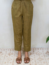 Cotton Hand Block Printed Pant - Green