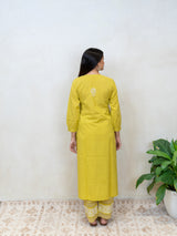 Cotton Chikankari Kurta - Yellow