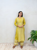 Cotton Chikankari Kurta - Yellow