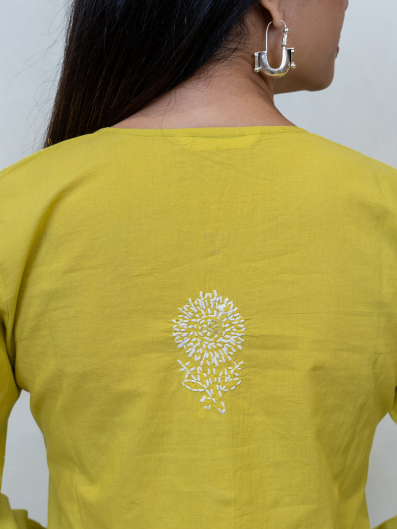 Cotton Chikankari Kurta - Yellow