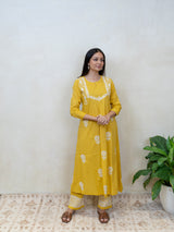 Cotton Chikankari Kurta - Yellow