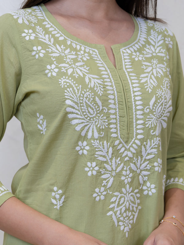 Cotton Chikankari Kurta - Green