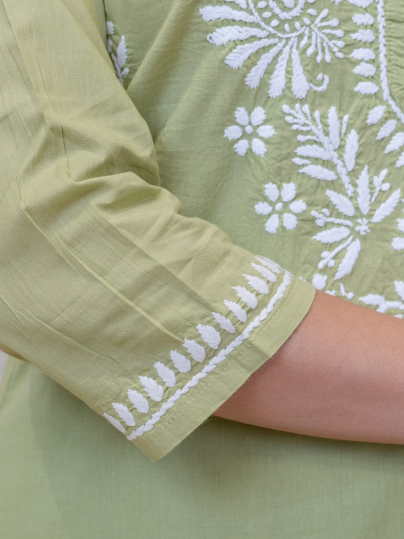 Cotton Chikankari Kurta - Green