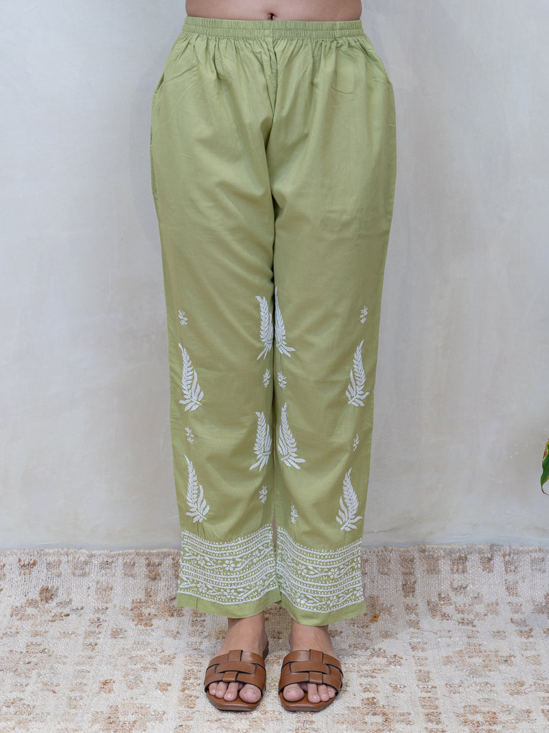 Cotton Chikankari Parallel - Green