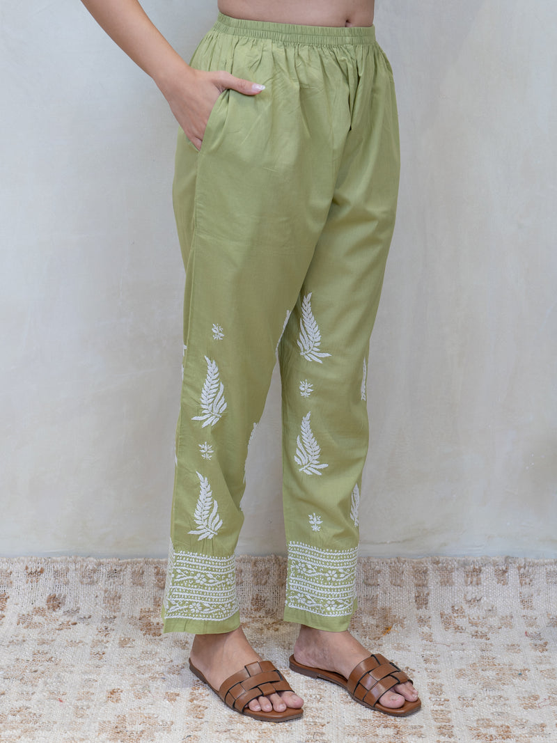 Cotton Chikankari Parallel - Green