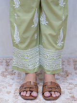 Cotton Chikankari Parallel - Green