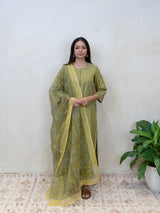 Cotton Hand Block Printed Kurta - Green