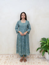 Cotton Hand Block Printed Kurta - Blue