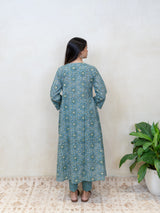 Cotton Hand Block Printed Kurta - Blue