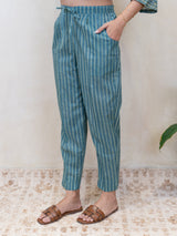 Cotton Hand Block Printed Pant - Blue