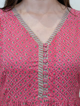 Cotton Hand Block Printed Kurta - Pink