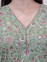 Cotton Hand Block Printed Kurta - Green