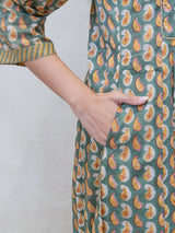 Cotton Hand Block Printed Kurta - Green