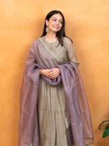 Organza Hand Block Printed Dupatta - Lilac