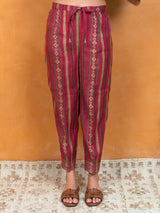 Chanderi Hand Block Printed Pant - Pink