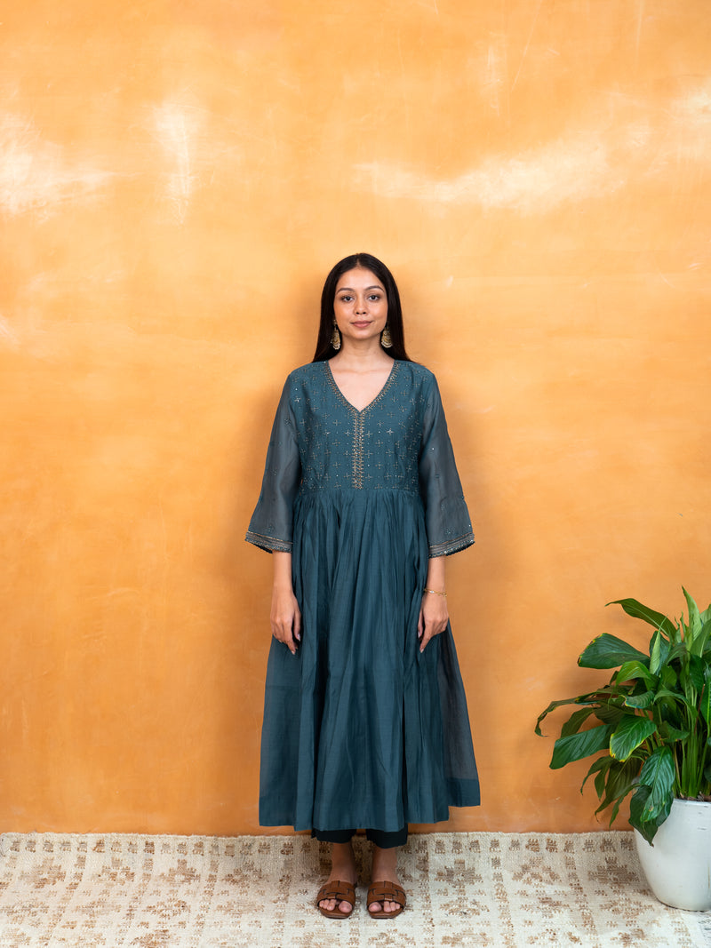 Chanderi Pant - Green