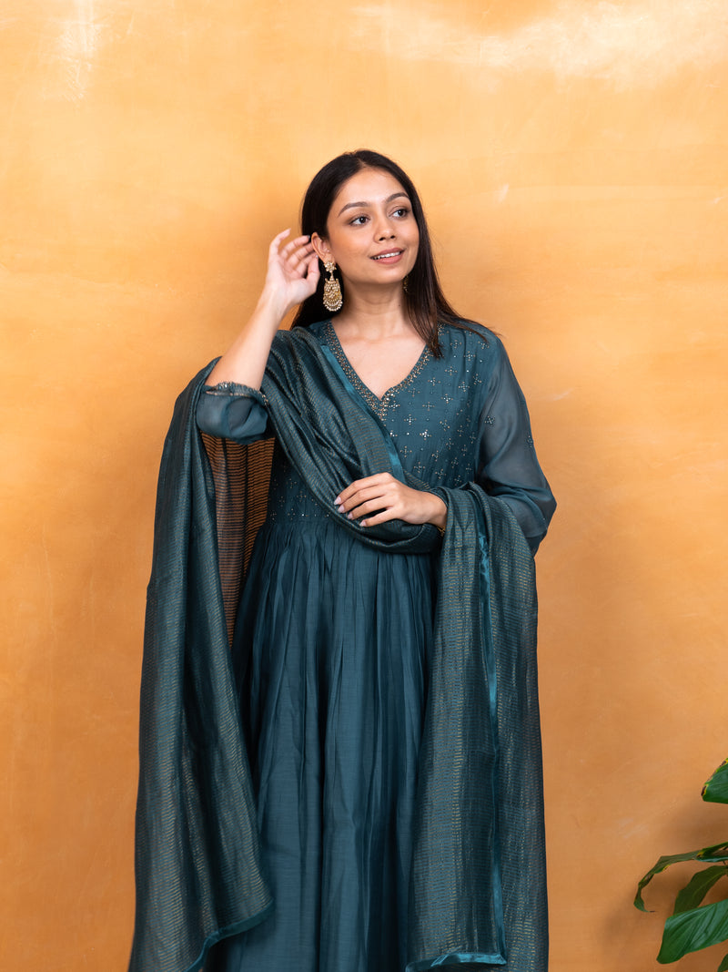 Chanderi Zari Dupatta - Green