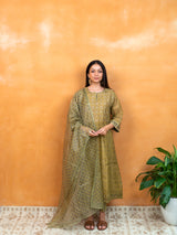 Chanderi Hand Embroidery Kurta - Light Green