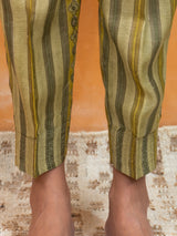 Chanderi Hand Block Printed Pant - Light Green