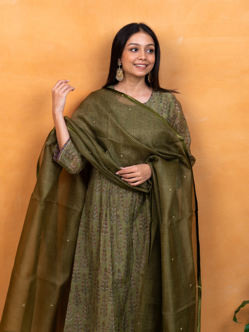 Organza Dupatta - Green