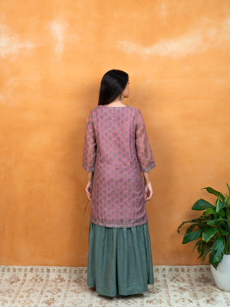 Chanderi Hand Block Printed Kurta - Pink