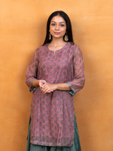 Chanderi Hand Block Printed Kurta - Pink