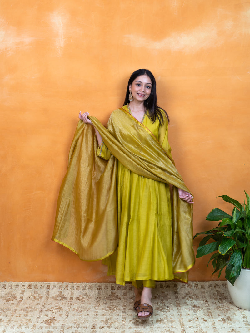 Chanderi Zari Dupatta - Yellow