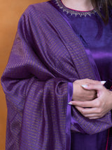 Silk Zari Dupatta - Purple