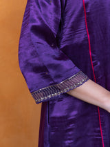 Mashru Hand Work Kurta - Purple