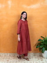 Chanderi Parallel - Red