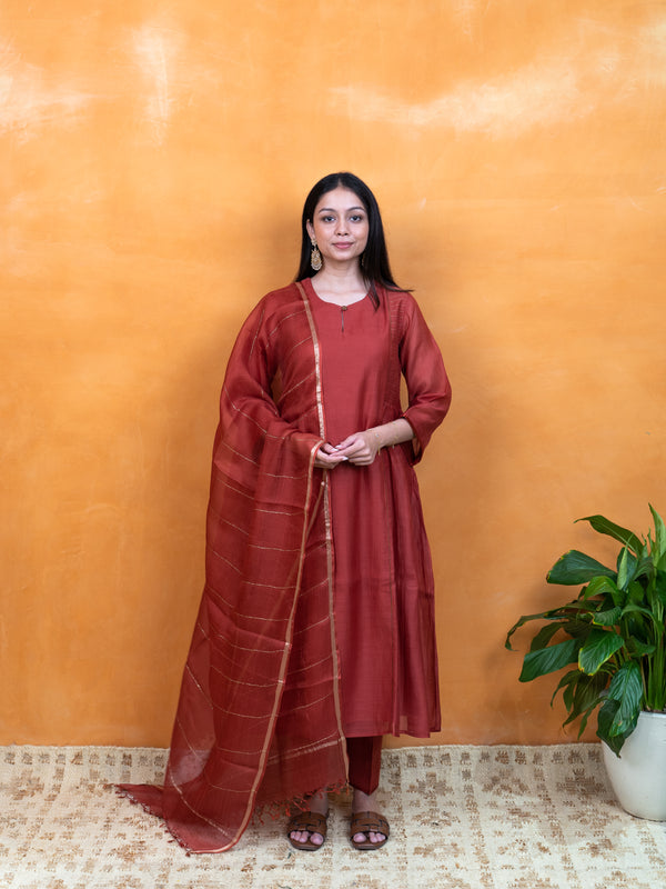 Kota Silk Dupatta - Red