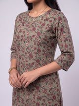 Green Hand-Block Printed Cotton Kurta