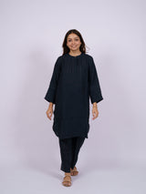 Blue Pure Linen Oversized Tunic