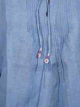 Blue Hand-Embroidered Linen Top