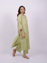 Green Cotton Hand-Block Printed Straight Kurta