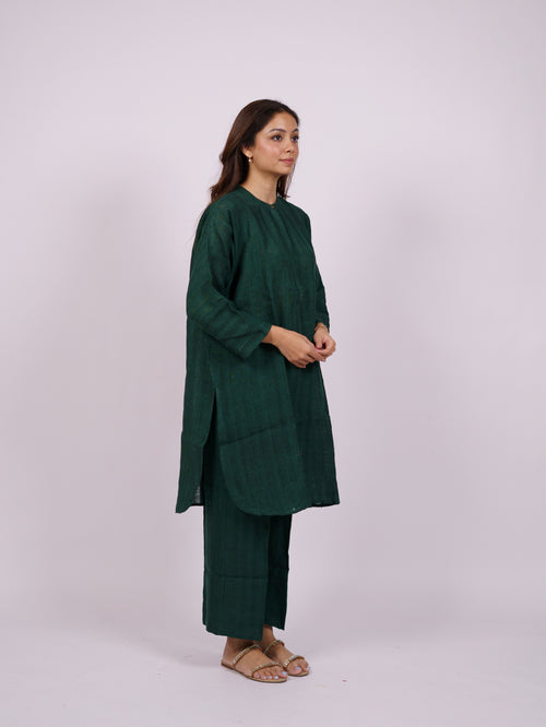 Green Pure Linen Oversized Tunic
