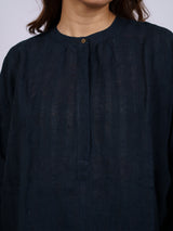Blue Pure Linen Oversized Tunic