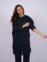 Blue Pure Linen Oversized Tunic