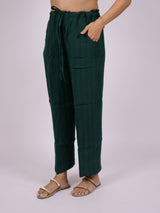 Green Pure Linen Drawstring Parallel