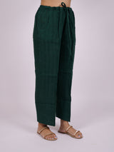 Green Pure Linen Drawstring Parallel