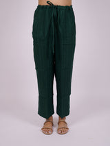 Green Pure Linen Drawstring Parallel