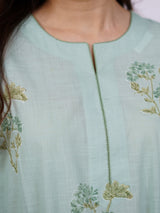 Green Cotton Hand-Block Printed Straight Kurta