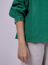 Green Hand-Embroidered Cotton Top