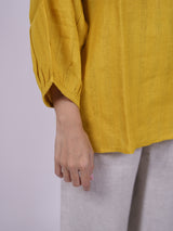 Yellow Hand-Embroidered Linen Top