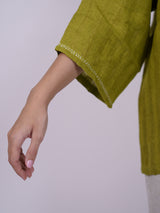 Green Hand-Embroidered Linen Top