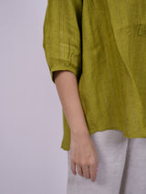 Green Hand-Embroidered Linen Top