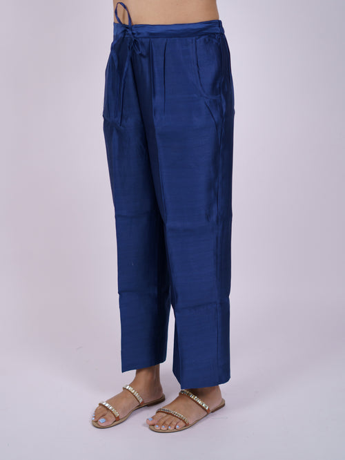 Blue Satin Chanderi Parallel