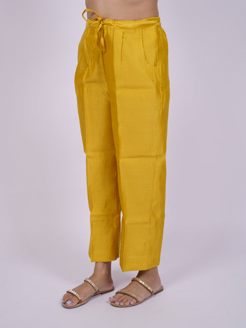 Yellow Satin Chanderi Parallel