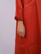 Orange Satin Chanderi Hand Block Printed Kurta
