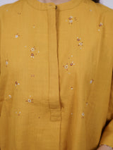 Yellow Hand-Embroidered Cotton Tunic Top